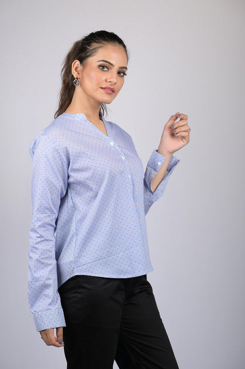 OWO THE LABEL Cotton shirt for women party wear stylish shirt for womens cotton lycra good material Small Dot Print Casual Shirt (OTL-SHRT-1002)